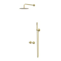IVY Bond Rain Shower Set - built-in - symmetry - 2-way stop-diverter - 30cm ceiling arm - 30cm medium overhead shower - slide bar with outlet - 150cm shower hose - 3-function hand shower - Brushed matte gold PVD