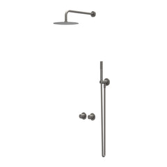 IVY Bond Regendoucheset - inbouw - symmetry - 2-weg stop-omstel - 30cm plafondbuis - 20cm slim hoofddouche - glijstang met uitlaat - 150cm doucheslang - staafmodel handdouche - Geborsteld metal black PVD