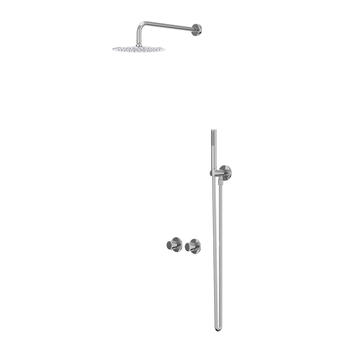 IVY Bond Regendoucheset - inbouw - symmetry - 2-weg stop-omstel - 30cm plafondbuis - 25cm slim hoofddouche - glijstang met uitlaat - 150cm doucheslang - staafmodel handdouche - Chroom