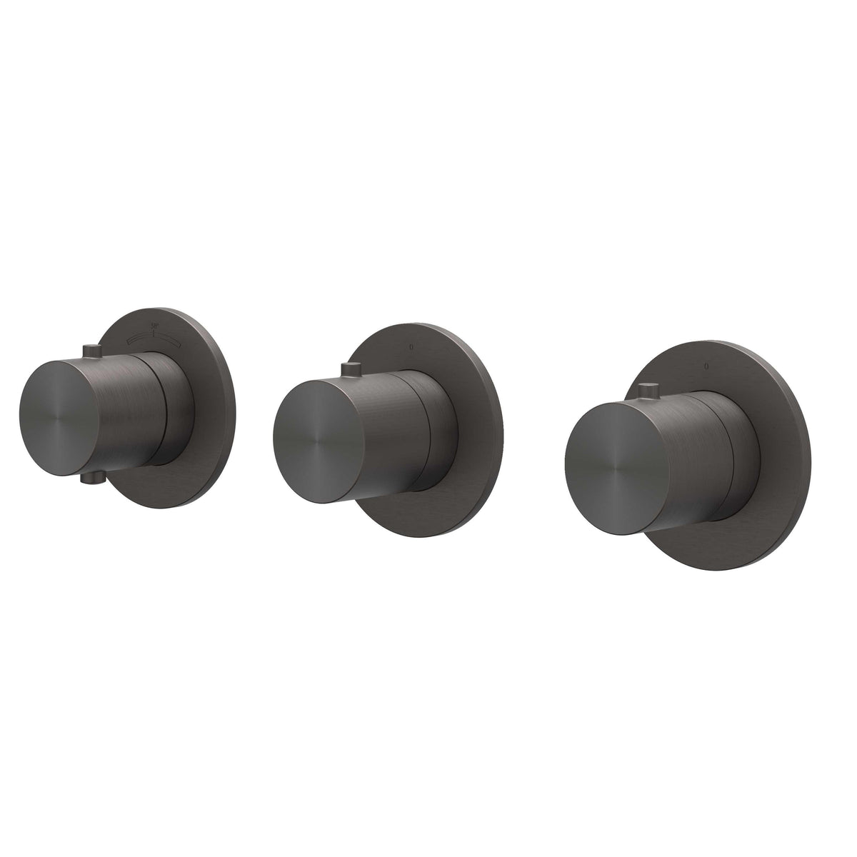 IVY Concord Afbouwdeel - voor Inbouwthermostaat - 3 stopkranen - symmetry - ronde rozetten - RVS316