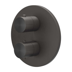 IVY Concord Rain Shower Set - built-in - 2-way stop-diverter - 40cm wall arm - 25cm medium round shower head - holder with outlet - 150cm shower hose - stick hand shower - SS316 - brushed carbon black PVD