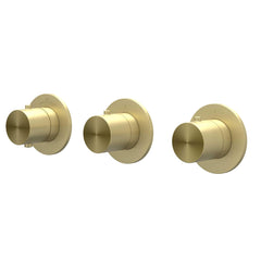 IVY Concord Rain Shower Set - built-in - symmetry - 2 stopcocks - 30cm ceiling arm - 25cm medium shower head - holder with outlet - 150cm shower hose - stick hand shower - SS316 - brushed matt gold PVD
