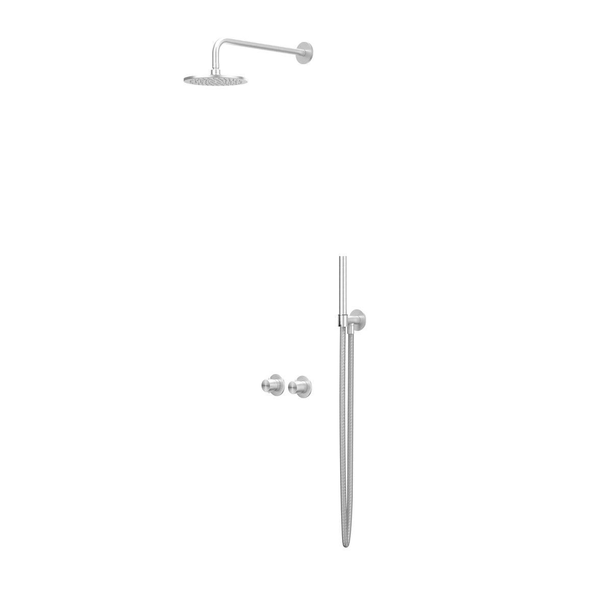 IVY Concord Rain Shower Set - concealed - symmetry - 2-way stopcock/diverter - 40cm wall arm - 20cm medium overhead shower - slide bar with outlet - 150cm shower hose - stick hand shower - SS316 - brushed