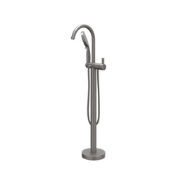 IVY Pact Freestanding Bath Mixer - Swivel Spout - 150cm - Shower Hose - 3-Function Hand Shower - Brushed Metal Black PVD