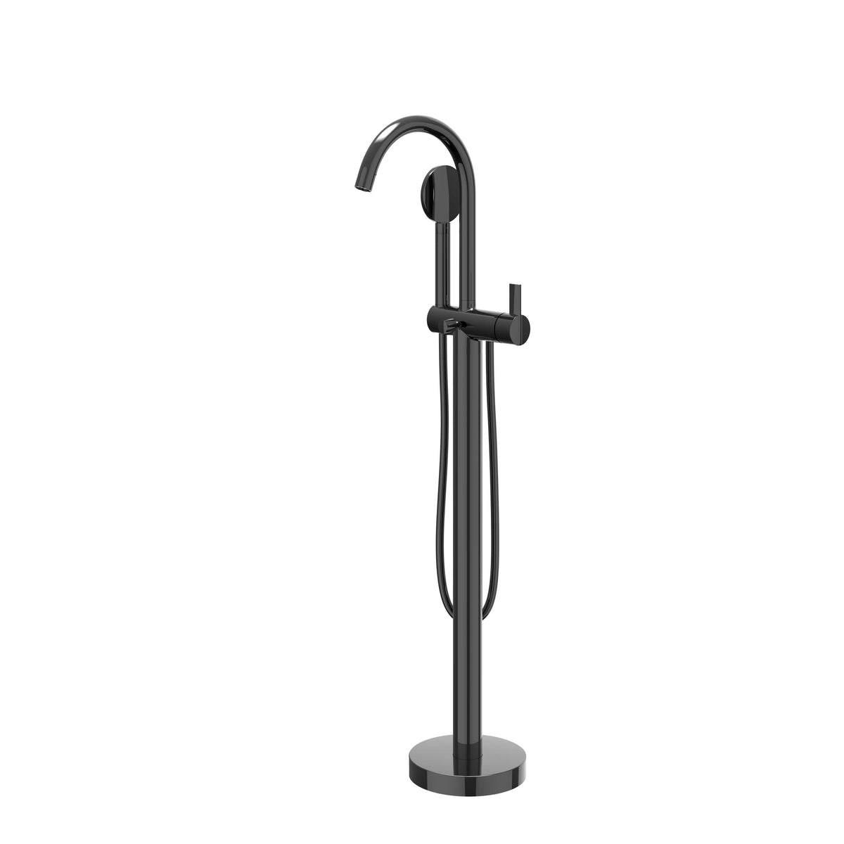 IVY Pact Badmengkraan Vrijstaand - draaibare uitloop - 150cm - Doucheslang - satin mist handdouche - Zwart chroom PVD