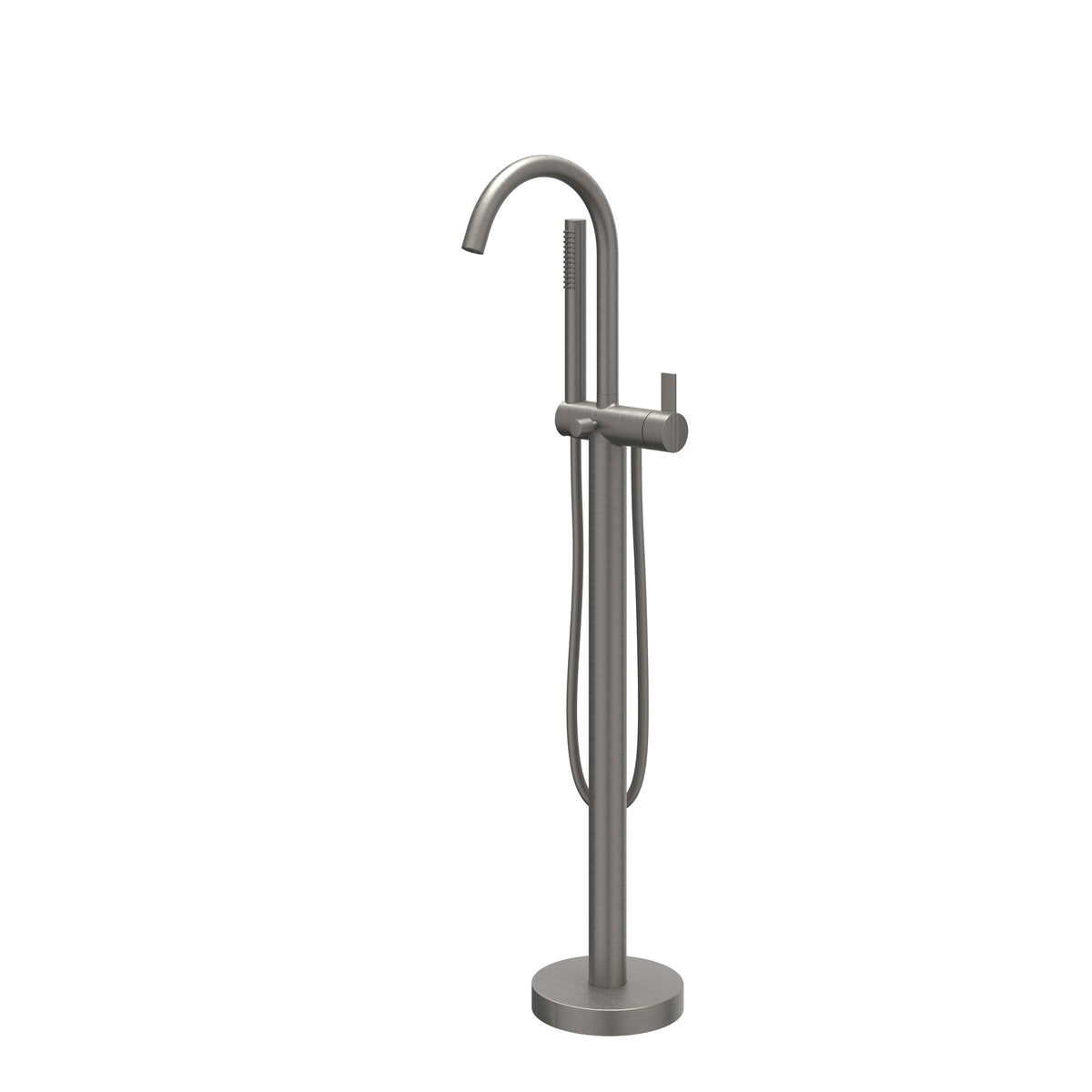 IVY Pact Badmengkraan Vrijstaand - draaibare uitloop - 150cm - Doucheslang - Staafhanddouche - Geborsteld metal black PVD