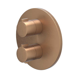 IVY Pact Regendoucheset - inbouw - 2-weg stop-omstel - 15cm plafondbuis - 25cm slim hoofddouche rond - houder met uitlaat - 150cm doucheslang - satin spray handdouche - Geborsteld mat koper PVD