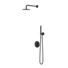 IVY Pact Regendoucheset - inbouw - 2-weg stop-omstel - 30cm plafondbuis - 30cm medium hoofddouche rond - glijstang met uitlaat - 150cm doucheslang - 3-standen handdouche - Mat zwart PED