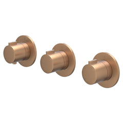IVY Pact Rain Shower Set - built-in - symmetry - 2 stopcocks - 40cm wall arm - 20cm medium overhead shower - holder with outlet - 150cm shower hose - stick hand shower - Brushed matt copper PVD