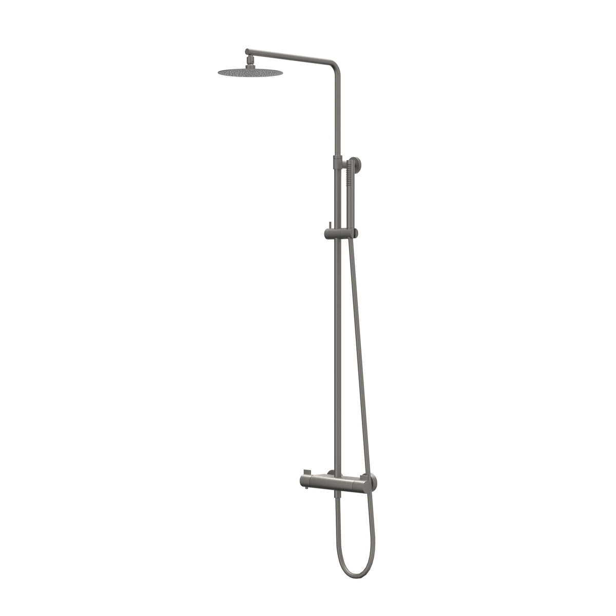 IVY Pact Rain Shower Set - exposed - 25cm slim shower head - satin spray hand shower - Brushed metal black PVD