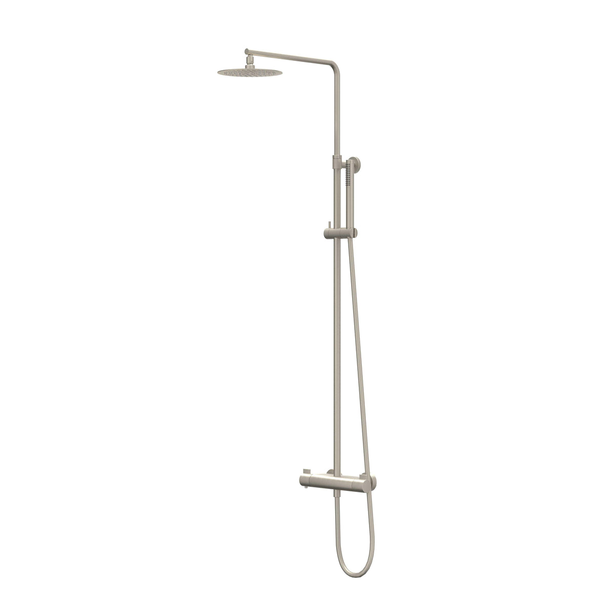 IVY Pact Regendoucheset - opbouw - 30cm slim hoofddouche - staafmodel handdouche - Geborsteld nickel PVD