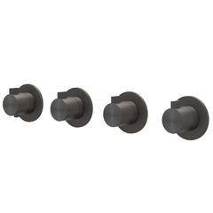 IVY Tribe Afbouwdeel - voor Inbouwthermostaat - 3 stopkranen - symmetry - ronde rozetten - RVS316