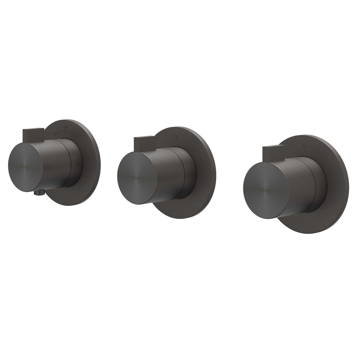 IVY Tribe Afbouwdeel - voor Inbouwthermostaat - 3 stopkranen - symmetry - ronde rozetten - RVS316