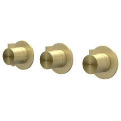 IVY Tribe Afbouwdeel - voor Inbouwthermostaat - 3 stopkranen - symmetry - ronde rozetten - RVS316