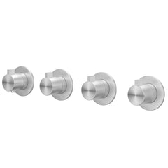 IVY Tribe Afbouwdeel - voor Inbouwthermostaat - 3 stopkranen - symmetry - ronde rozetten - RVS316