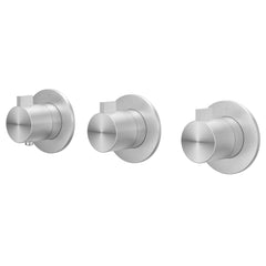 IVY Tribe Afbouwdeel - voor Inbouwthermostaat - 3 stopkranen - symmetry - ronde rozetten - RVS316