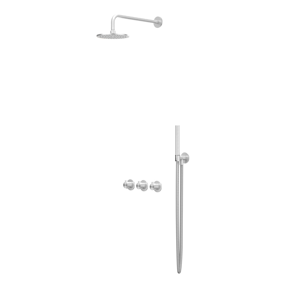 IVY Tribe Regendoucheset - inbouw - symmetry - 2 stopkranen - 40cm wandarm - 30cm medium hoofddouche - glijstang met uitlaat - 150cm doucheslang - staafmodel handdouche - RVS316 - geborsteld
