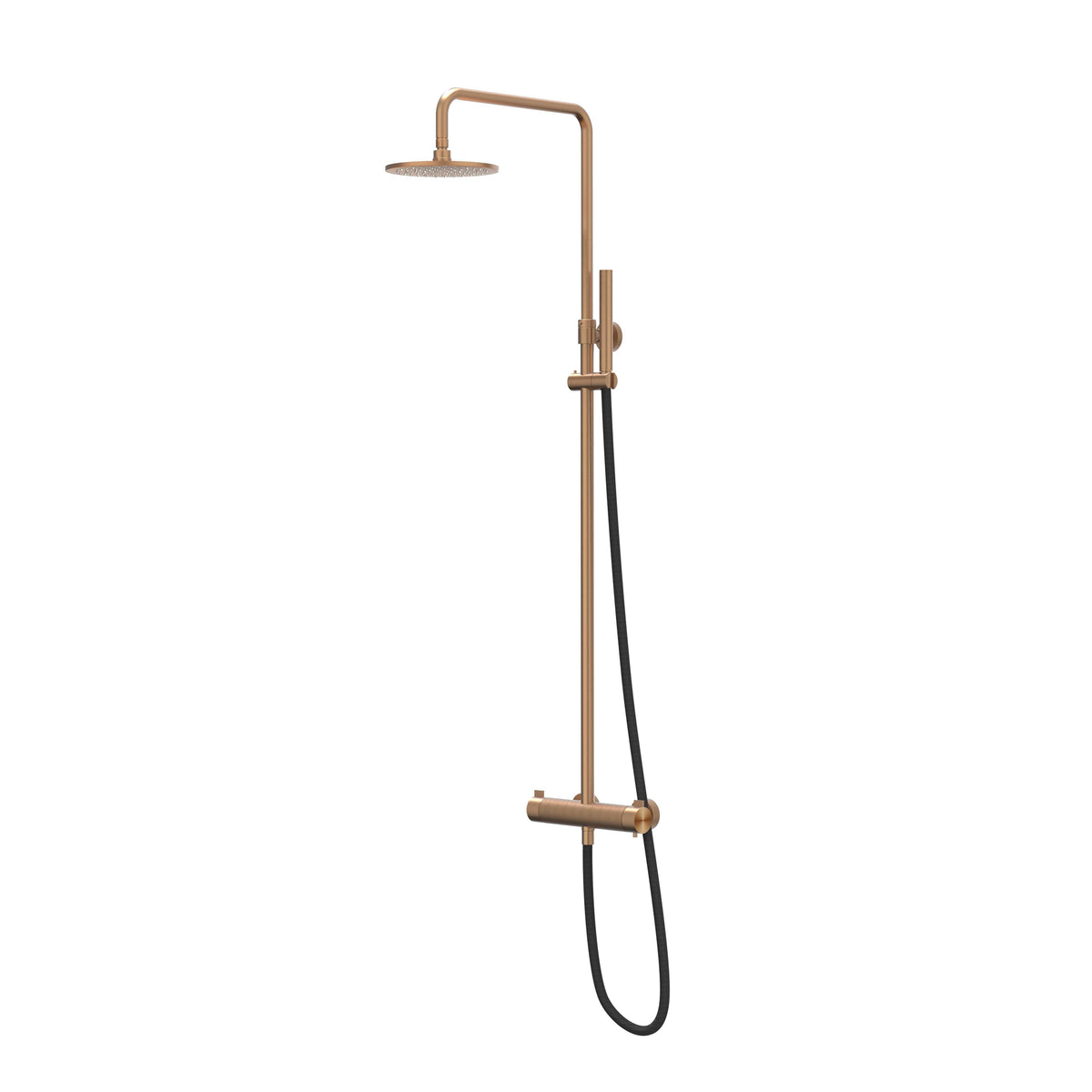 IVY Tribe Rain Shower Set - exposed - 20cm medium overhead shower - stick hand shower - 316 stainless steel - brushed matt copper PVD
