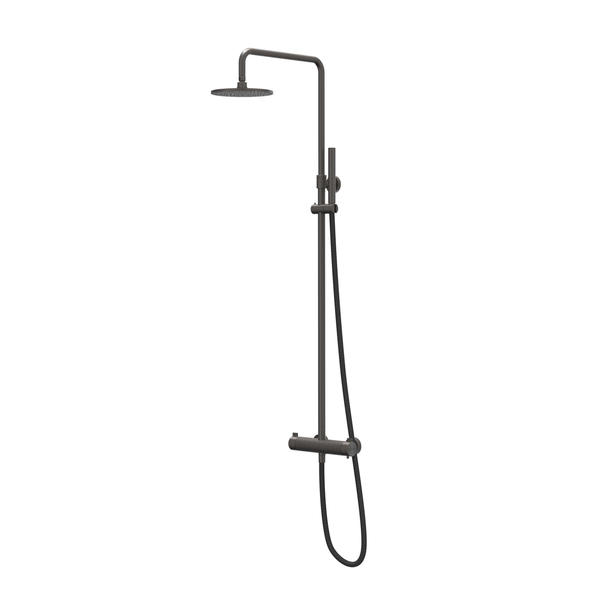IVY Tribe Rain Shower Set - exposed - 30cm medium overhead shower - stick hand shower - SS316 - brushed carbon black PVD