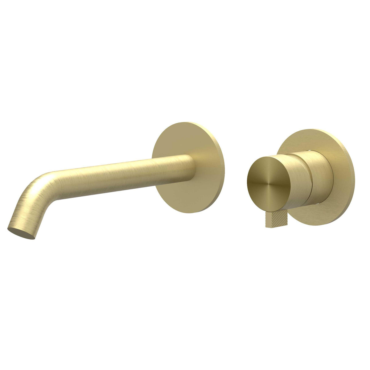 IVY Tribe Basin Mixer Tap - 2-hole - with concealed body - wall-mounted - curved spout - cold start - RVS316 - brushed matt gold PVD