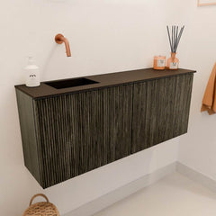 JOYA 100cm toiletmeubel kleur Shadow. Wastafel FAYE positie Links Zonder kraangat kleur Urban.
