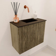 JOYA 50cm toiletmeubel kleur Dusk. Wastafel FAYE positie Rechts Zonder kraangat kleur Urban.
