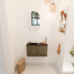 JOYA 70cm toiletmeubel kleur Dusk. Wastafel FAYE positie Links 1 kraangat kleur Urban.