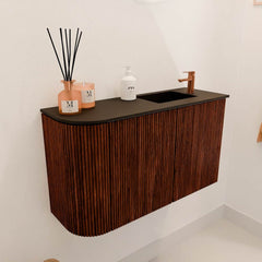 JOYA 71,6cm toiletmeubel ronding links kleur Ruby. Wastafel FAYE positie Rechts 1 kraangat kleur Urban.