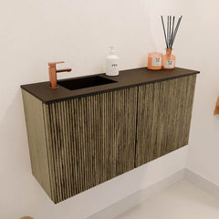 JOYA 80cm toiletmeubel kleur Dusk. Wastafel FAYE positie Links 1 kraangat kleur Urban.