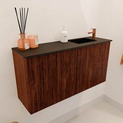 JOYA 80cm toiletmeubel kleur Ruby. Wastafel FAYE positie Rechts 1 kraangat kleur Urban.