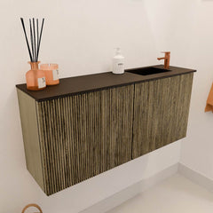 JOYA 90cm toiletmeubel kleur Dusk. Wastafel FAYE positie Rechts 1 kraangat kleur Urban.