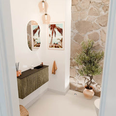 JOYA 90cm toiletmeubel kleur Dusk. Wastafel FAYE positie Rechts 1 kraangat kleur Urban.