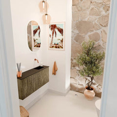 JOYA 90cm toiletmeubel kleur Dusk. Wastafel FAYE positie Rechts Zonder kraangat kleur Urban.