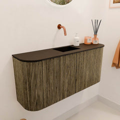 JOYA 93,2cm toiletmeubel ronding links + rechts kleur Dusk. Wastafel FAYE positie Midden Zonder kraangat kleur Urban.