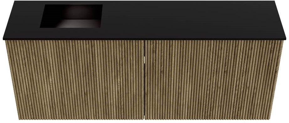 JOYA 100cm toiletmeubel kleur Dusk. Wastafel FAYE positie Links Zonder kraangat kleur Urban.