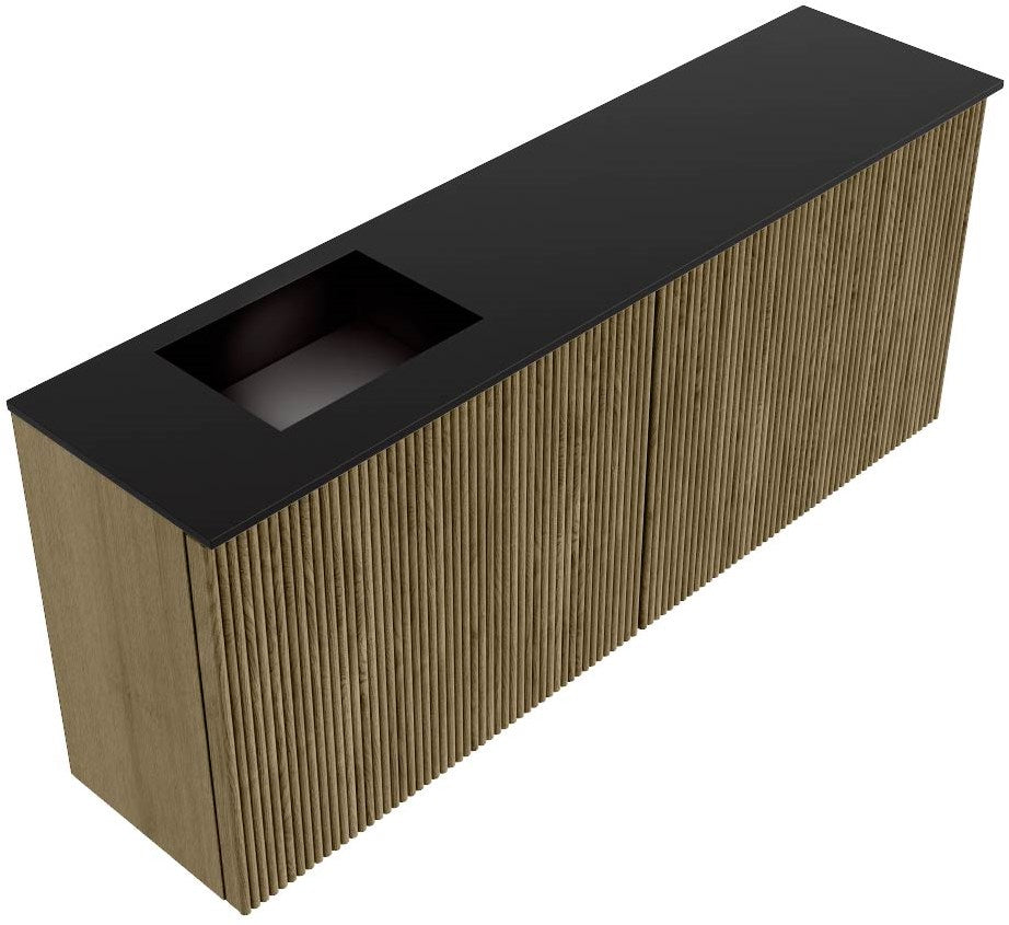 JOYA 100cm toiletmeubel kleur Dusk. Wastafel FAYE positie Links Zonder kraangat kleur Urban.