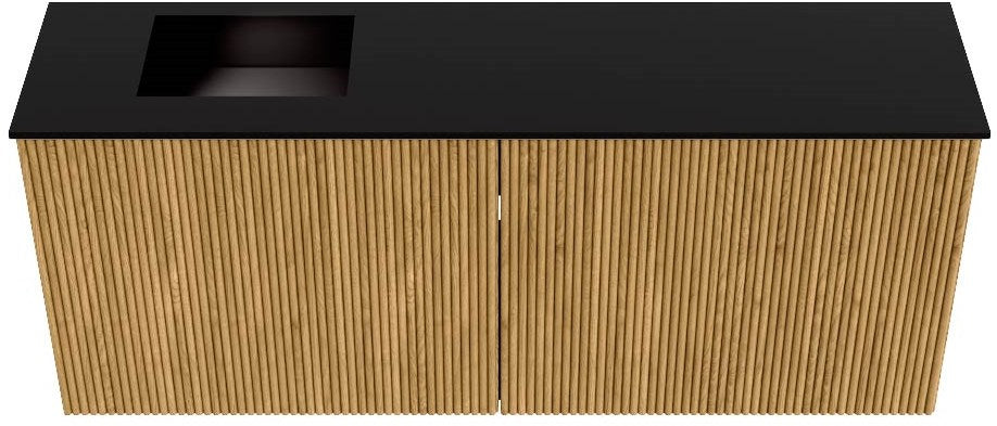 JOYA 100cm toiletmeubel kleur Oak. Wastafel FAYE positie Links Zonder kraangat kleur Urban.