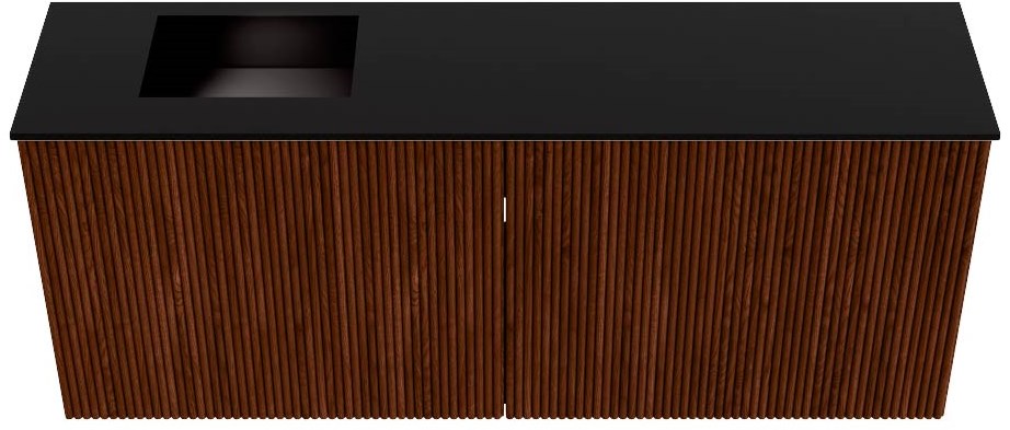 JOYA 100cm toiletmeubel kleur Ruby. Wastafel FAYE positie Links Zonder kraangat kleur Urban.