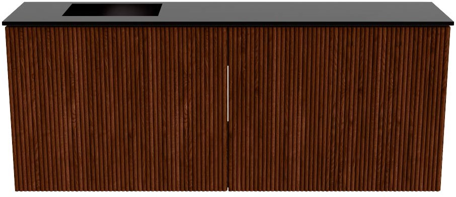 JOYA 100cm toiletmeubel kleur Ruby. Wastafel FAYE positie Links Zonder kraangat kleur Urban.