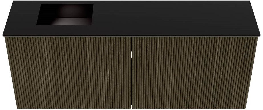 JOYA 100cm toiletmeubel kleur Shadow. Wastafel FAYE positie Links Zonder kraangat kleur Urban.