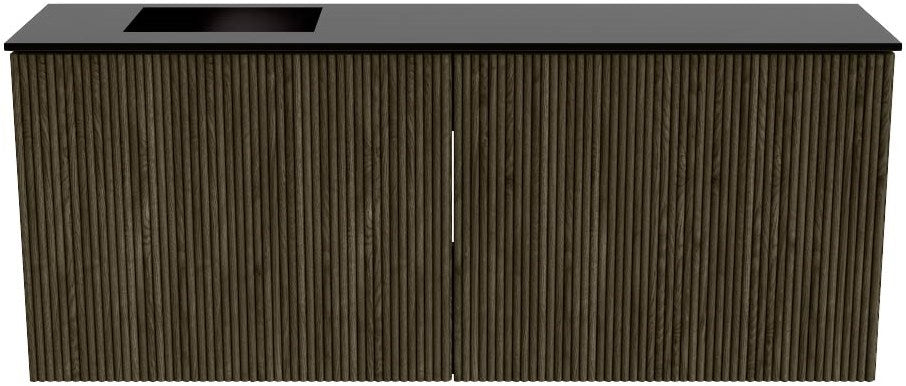 JOYA 100cm toiletmeubel kleur Shadow. Wastafel FAYE positie Links Zonder kraangat kleur Urban.