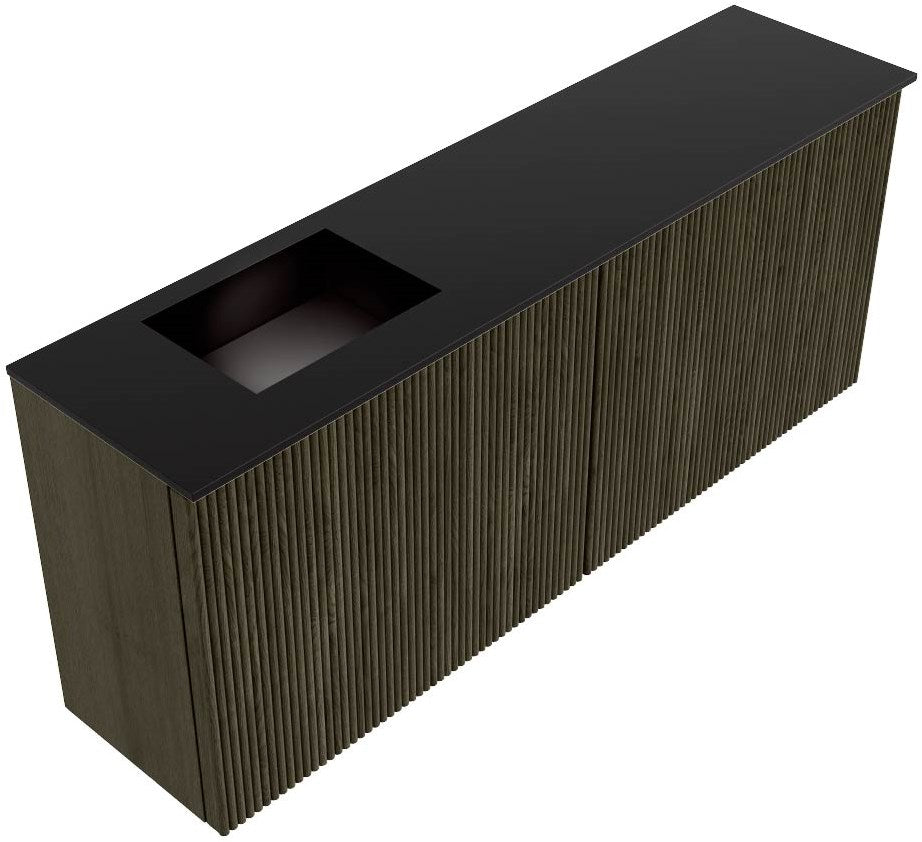 JOYA 100cm toiletmeubel kleur Shadow. Wastafel FAYE positie Links Zonder kraangat kleur Urban.