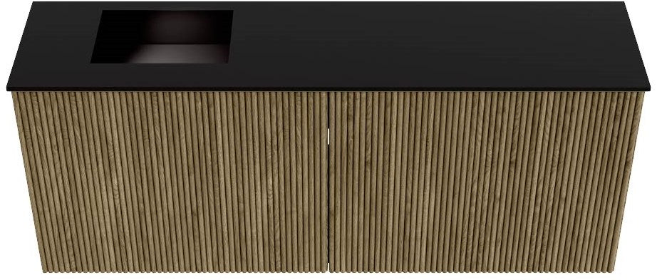 JOYA 100cm toiletmeubel kleur Dusk. Wastafel FAYE positie Links 1 kraangat kleur Urban.