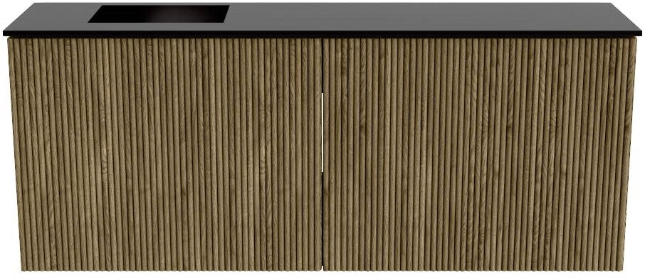 JOYA 100cm toiletmeubel kleur Dusk. Wastafel FAYE positie Links 1 kraangat kleur Urban.