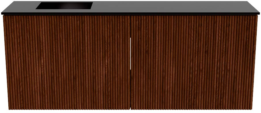 JOYA 100cm toiletmeubel kleur Ruby. Wastafel FAYE positie Links 1 kraangat kleur Urban.