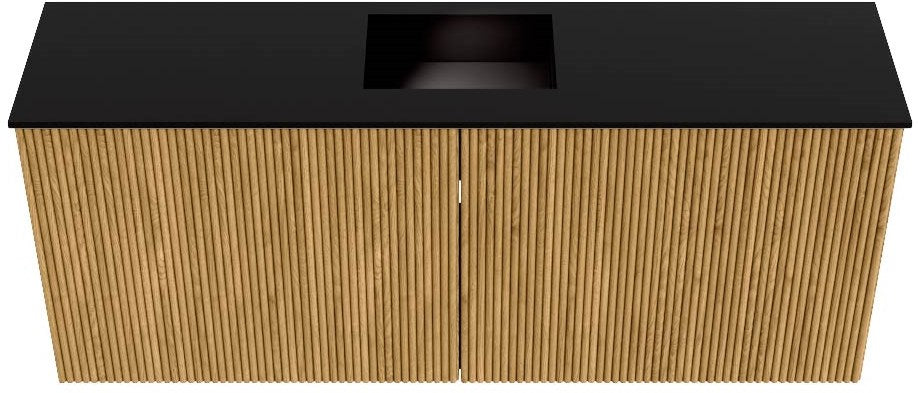 JOYA 100cm toiletmeubel kleur Oak. Wastafel FAYE positie Midden Zonder kraangat kleur Urban.