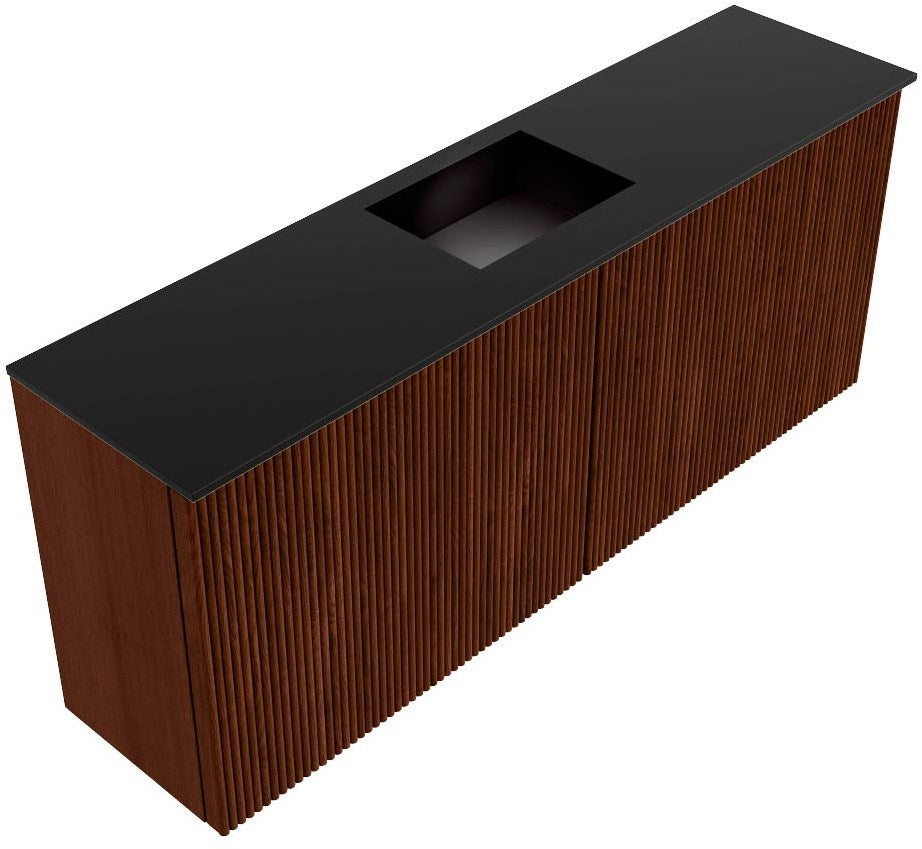 JOYA 100cm toiletmeubel kleur Ruby. Wastafel FAYE positie Midden Zonder kraangat kleur Urban.