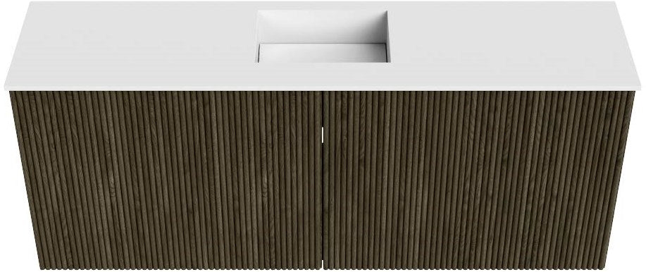 JOYA 100cm toiletmeubel kleur Shadow. Wastafel FAYE positie Midden Zonder kraangat kleur Talc.