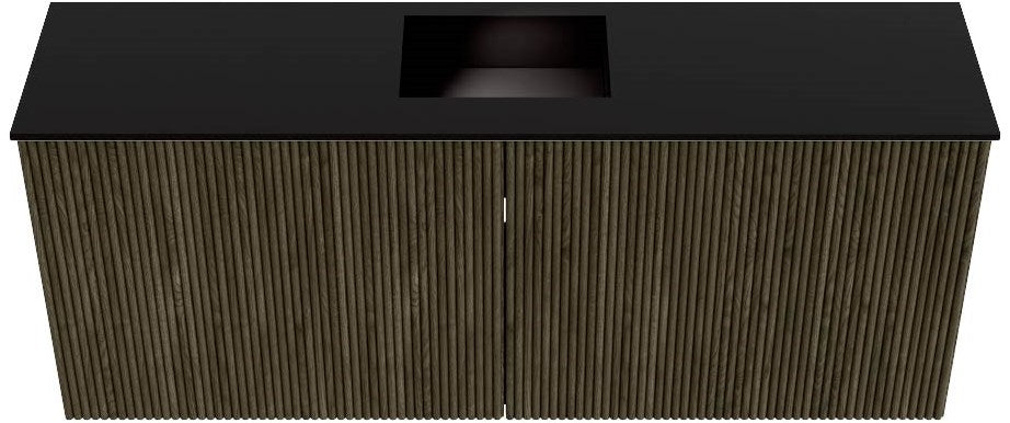 JOYA 100cm toiletmeubel kleur Shadow. Wastafel FAYE positie Midden Zonder kraangat kleur Urban.