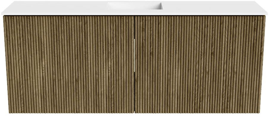 JOYA 100cm toiletmeubel kleur Dusk. Wastafel FAYE positie Midden 1 kraangat kleur Talc.